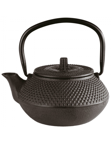 Teiera in ghisa smaltata senza colino - colore nero - capacità ml 300  - cm 12,5x11x12,5h