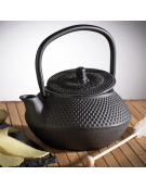 Teiera in ghisa smaltata senza colino - colore nero - capacità ml 300  - cm 12,5x11x12,5h