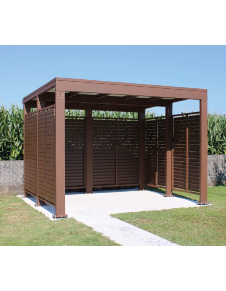 Copertura per singolo posto auto, con struttura in acciaio zincato e verniciato, copertura con pannelli coibentati - cm 400x300