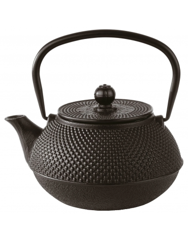 Teiera in ghisa con interno smaltato e colino in acciaio inox - colore nero - capacità ml 800 - cm 17x14x17h