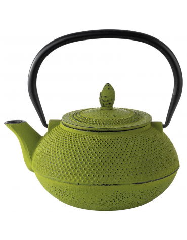 Teiera in ghisa con interno smaltato e colino in acciaio inox - colore verde  - capacità ml 800 - cm 17x14x17h