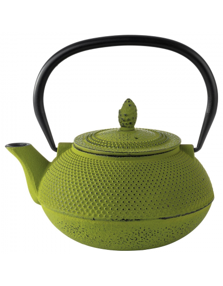 Teiera in ghisa con interno smaltato e colino in acciaio inox - colore verde  - capacità ml 800 - cm 17x14x17h