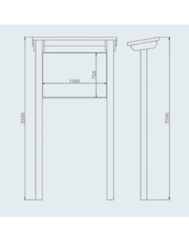 Bacheca realizzata interamente in legno, con tettoia - Pannello cm 100x70