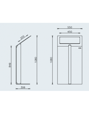 Leggio per esposizione in lamiera di acciaio piegata, zincato e verniciato - da inghisare - cm 55x30,6x108h