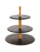 Alzata 3 piani in ardesia con supporto in legno di acacia - Diametro Ø cm 20-25-30 - Altezza cm 34
