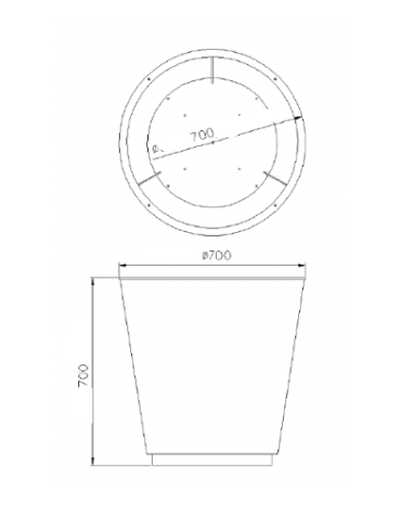 Fioriera conica realizzata in acciaio zincato e verniciato - cm 70x70x70h