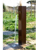 Fontana doppia con struttura quadra in acciaio zincato e verniciato, con rubinetto in ottone  - cm 15,2x100h