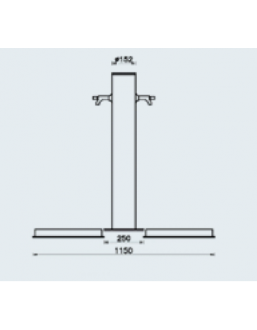 Fontana doppia con struttura quadra in acciaio zincato e verniciato, con rubinetto in ottone  - cm 15,2x100h