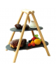 Alzata 2 piani in ardesia con supporto in legno - dim. supporto cm 25x4,5x34,5h - dim. ripiani cm 31x13-41x18
