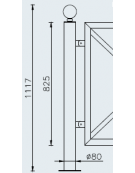 Supporto di testa da tassellare per barriera in tubolare acciaio zincato e verniciato - cm Ø8x111,7h