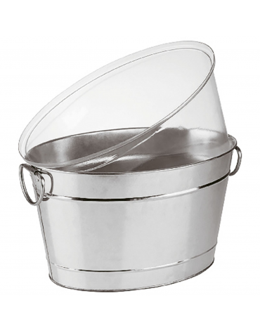 Secchio portabottiglie in metallo galvanizzato con inserto PVC - colore grigio - capacità Lt. 11 - cm 40x28x22h