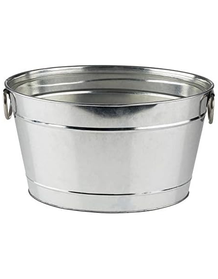 Secchio portabottiglie in metallo galvanizzato con inserto PVC - colore grigio - capacità Lt. 11 - cm 40x28x22h