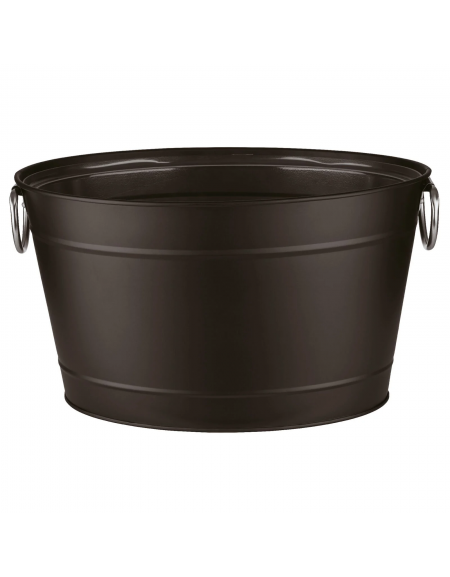 Secchio portabottiglie in metallo galvanizzato con inserto PVC - colore nero - capacità Lt. 11 - cm 40x28x22h