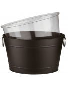 Secchio portabottiglie in metallo galvanizzato con inserto PVC - colore nero - capacità Lt. 11 - cm 40x28x22h