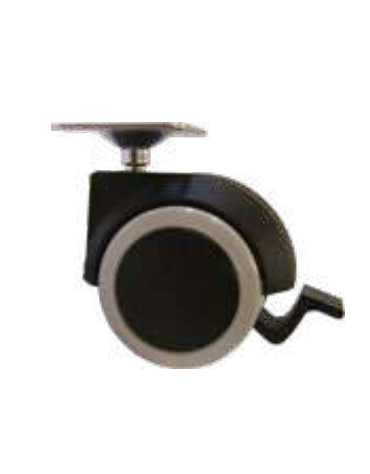 SERIE DI 6 RUOTE PIROETTANTI CON SISTEMA FRENANTE PER MOBILI CONTENITORI CURVI - CM 7,5H