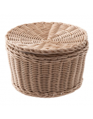 Cesto uova in midollino con imbottitura in tessuto - colore beige - portata circa 20 uova - Diametro cm 26 - Altezza cm 17