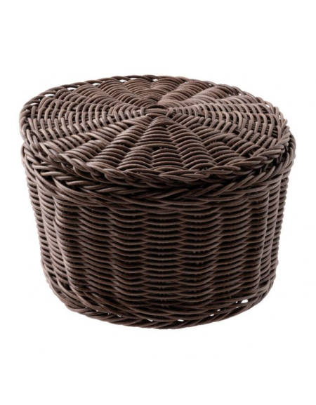 Cesto uova in polipropilene con imbottitura in tessuto - colore marrone - portata circa 20 uova - Diametro cm 26 - Altezza cm 17