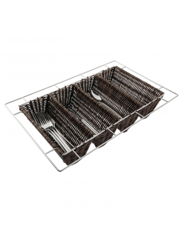 Porta posate in polipropilene colore marrone - cm 53x32,5x10h