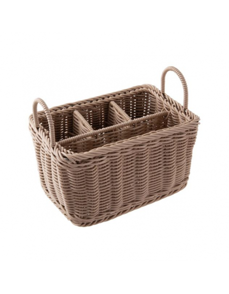 Cesto porta posate in polipropilene colore beige - cm 26x18x15h