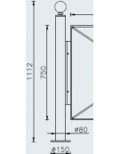 Supporto di testa da tassellare per barriera in tubolare acciaio zincato e verniciato - cm Ø8x111,2h