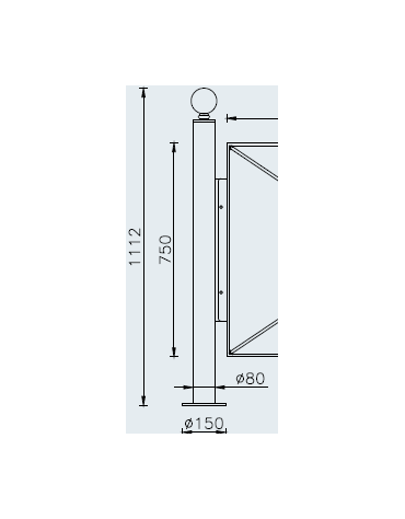 Supporto di testa da tassellare per barriera in tubolare acciaio zincato e verniciato - cm Ø8x111,2h