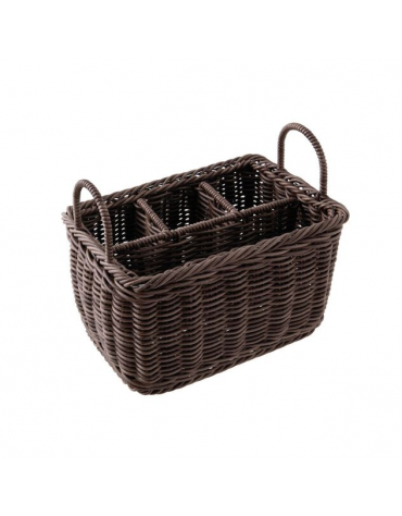 Cesto porta posate in polipropilene, colore marrone - cm 26x18x15h