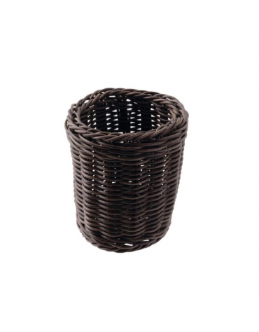 Cesto porta posate in polipropilene, colore marrone - Diametro Ø cm 12 - Altezza cm 15