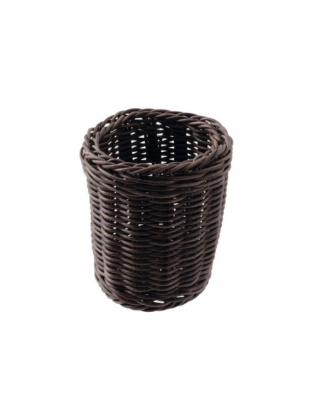 Cesto porta posate in polipropilene, colore marrone - Diametro Ø cm 12 - Altezza cm 15