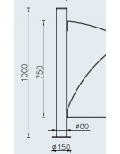 Supporto di testa da tassellare per barriera in tubolare acciaio zincato e verniciato - cm Ø8x100h