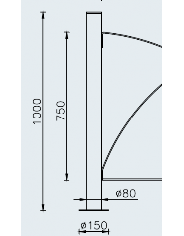 Supporto di testa da tassellare per barriera in tubolare acciaio zincato e verniciato - cm Ø8x100h