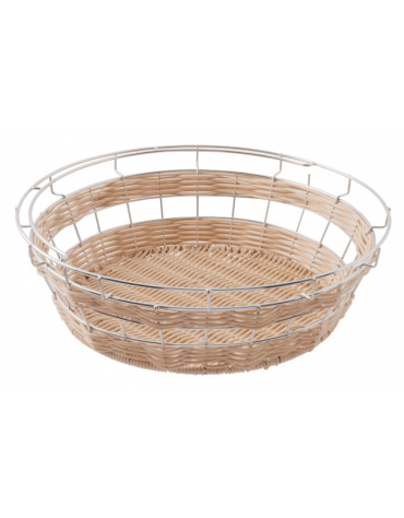 Cesto pane tondo in polipropilene colore Beige, con telaio per fissare coperchio (escluso) - cm Ø 35X12h