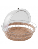 Cesto pane tondo in polipropilene colore Beige, con telaio per fissare coperchio (escluso) - cm Ø 35X12h