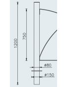 Supporto di testa da inghisare per barriera in tubolare acciaio zincato e verniciato - cm Ø8x120h