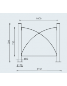 Barriera in tubolare acciaio zincato e verniciato con 2 supporti di testa da tassellare - cm 115x100h
