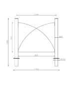 Barriera in tubolare acciaio zincato e verniciato con 2 supporti di testa da inghisare - cm 115x120h