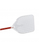 Pala per pizza in alluminio con piatto quadrato forato cm 32x32 - lunghezza cm 150 - portata gr. 700