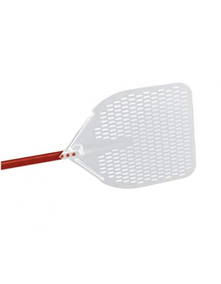 Pala per pizza in alluminio con piatto quadrato forato cm 37x37 - lunghezza cm 150 - portata gr. 816