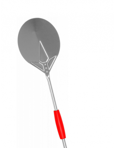 Palettino per pizza in acciaio inox con piatto rotondo diametro cm 20 - lunghezza cm 150 - portata gr. 846