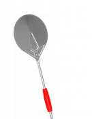 Palettino per pizza in acciaio inox con piatto rotondo diametro cm 23 - lunghezza cm 150 - portata gr. 938