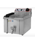 Friggitrice elettrica TRIFASE da banco in acciaio inox - 1 vasca con rubinetto di scarico - capacità olio Lt 13 - mm 340x525x375