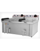 Friggitrice elettrica TRIFASE da banco in acciaio inox - 2 vasche con rubinetto scarico - capacità Lt 13+13 - mm 690x525x375h