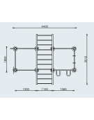 Stazione fitness in acciaio zincato e verniciato, con attrezzi per il rafforzamento muscolare - cm440x351,6