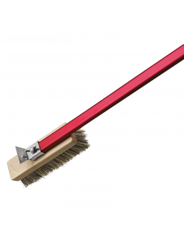 Spazzola orientabile per forno pizza con base in legno e setole ottone - cm 20x6,6x150h