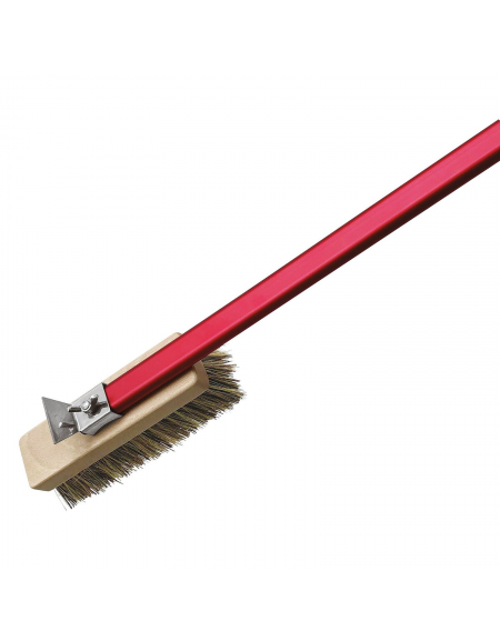 Spazzola orientabile per forno pizza con base in legno e setole ottone - cm 20x6,6x150h