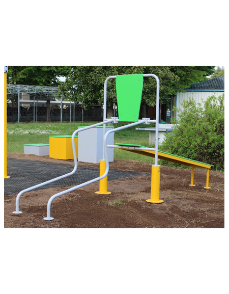 Panca fitness inclinata con barre per DIPS in acciaio zincato e verniciato - Attrezzo per rafforzare i muscoli delle braccia