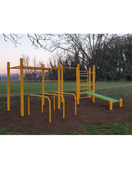 Stazione fitness realizzata in acciaio zincato e verniciato - Attrezzo per il rafforzamento muscolare 