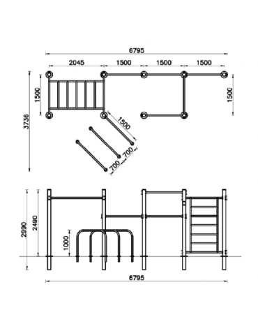 Stazione fitness realizzata in acciaio zincato e verniciato - Attrezzo per il rafforzamento muscolare 