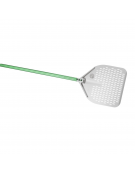 Pala per pizza in alluminio anodizzato con piatto quadrato forato cm 33x33 e logo Gluten Free - lunghezza cm 150