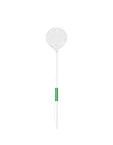 Palettino per pizza in acciaio inox con piatto rotondo forato diametro cm 20 - linea Gluten Free - lunghezza cm 150