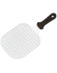 Pala per pizza in acciaio inox con piatto rettangolare forato e manico corto in polipropilene - cm 22x18